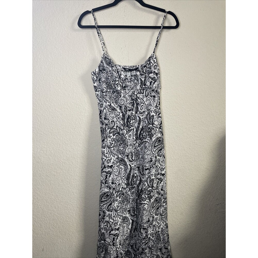 ZARA FLORAL Paisley full front button med women tier tank dress long ruffle Boho